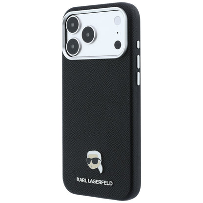 Θήκη MagSafe για Apple iPhone 18 Pro / 17 Pro, Karl Lagerfeld, Μεταλλικό Σχέδιο Karl Head με Υφή, Μαύρο