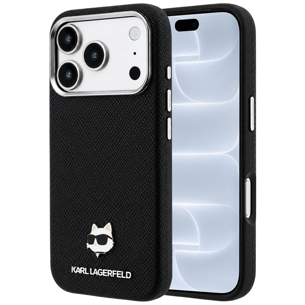 Θήκη MagSafe για Apple iPhone 18 Pro / 17 Pro, Karl Lagerfeld, Μεταλλικό Σχέδιο Karl Head με Υφή, Μαύρο