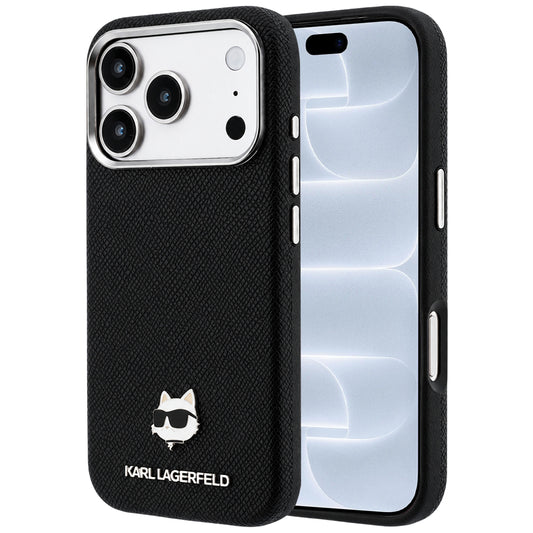 Θήκη MagSafe για Apple iPhone 18 Pro / 17 Pro, Karl Lagerfeld, Μεταλλικό Σχέδιο Karl Head με Υφή, Μαύρο