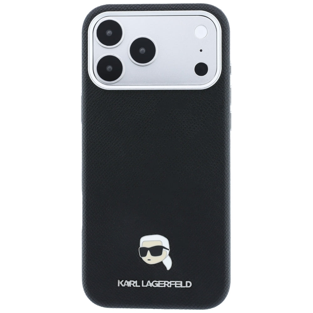 Θήκη MagSafe για Apple iPhone 18 Pro / 17 Pro, Karl Lagerfeld, Μεταλλικό Σχέδιο Karl Head με Υφή, Μαύρο