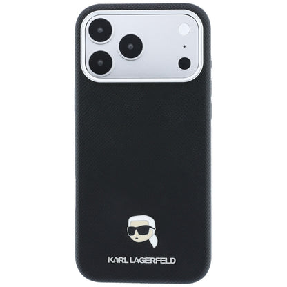 Θήκη MagSafe για Apple iPhone 18 Pro / 17 Pro, Karl Lagerfeld, Μεταλλικό Σχέδιο Karl Head με Υφή, Μαύρο