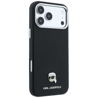 Θήκη MagSafe για Apple iPhone 18 Pro / 17 Pro, Karl Lagerfeld, Μεταλλικό Σχέδιο Karl Head με Υφή, Μαύρο