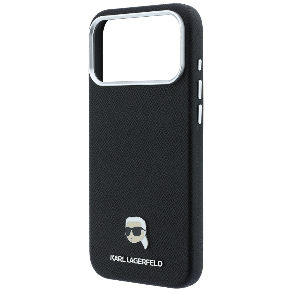 Θήκη MagSafe για Apple iPhone 18 Pro / 17 Pro, Karl Lagerfeld, Μεταλλικό Σχέδιο Karl Head με Υφή, Μαύρο