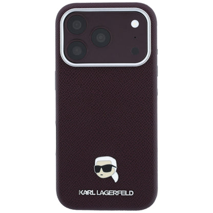 Θήκη MagSafe για Apple iPhone 18 Pro / 17 Pro, Karl Lagerfeld, Μεταλλικό Σιρίτι Karl Head's, Βυσσινί