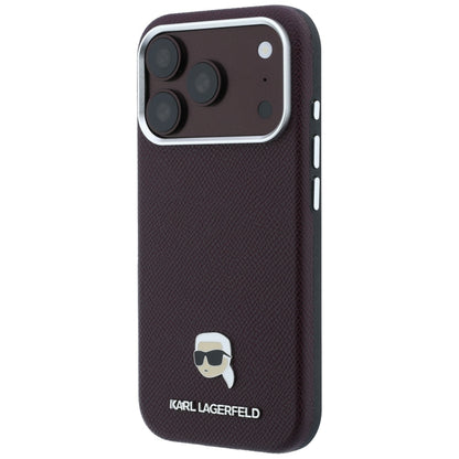 Θήκη MagSafe για Apple iPhone 18 Pro / 17 Pro, Karl Lagerfeld, Μεταλλικό Σιρίτι Karl Head's, Βυσσινί