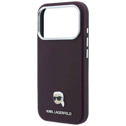 Θήκη MagSafe για Apple iPhone 18 Pro / 17 Pro, Karl Lagerfeld, Μεταλλικό Σιρίτι Karl Head's, Βυσσινί