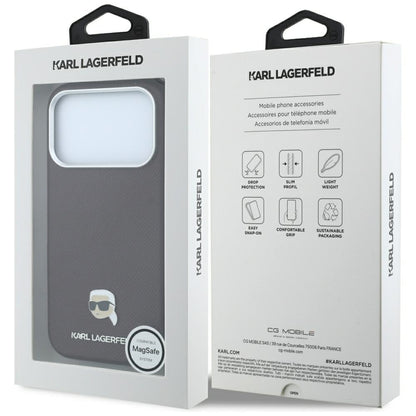 Θήκη MagSafe για Apple iPhone 18 Pro / 17 Pro, Karl Lagerfeld, Μεταλλικό Σιρίτι Karl Head's, Βυσσινί