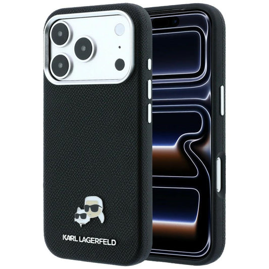 Θήκη MagSafe για Apple iPhone 18 Pro / 17 Pro, Karl Lagerfeld, Grained KC Heads, Μαύρη