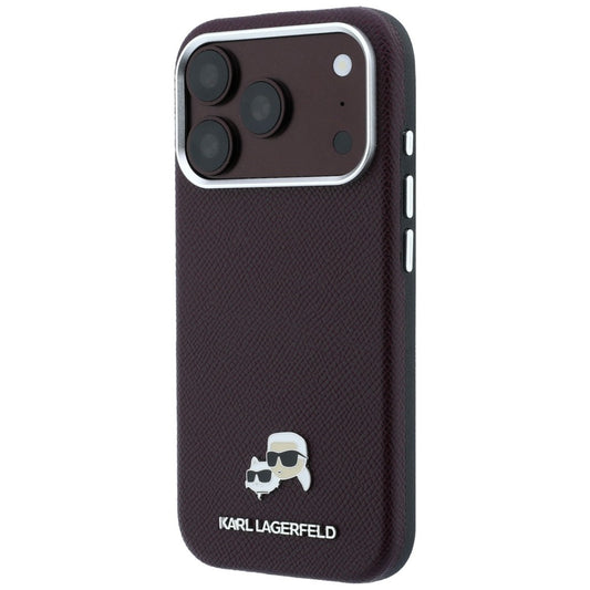 Θήκη MagSafe για Apple iPhone 18 Pro / 17 Pro, Karl Lagerfeld, Grained KC Heads, Βυσσινί