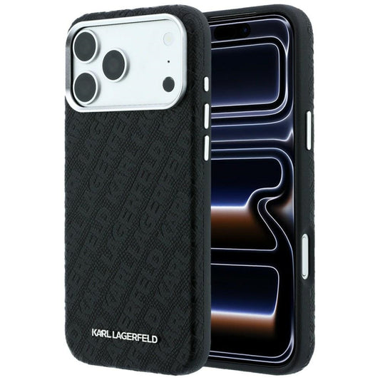 Θήκη MagSafe για Apple iPhone 18 Pro / 17 Pro, Karl Lagerfeld, Μεταλλικό Λογότυπο με Υφή, Μαύρο