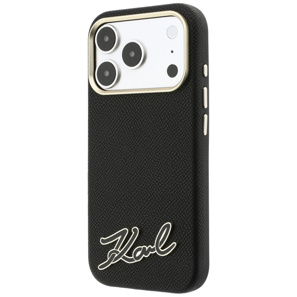Θήκη MagSafe για Apple iPhone 18 Pro / 17 Pro, Karl Lagerfeld, Λογότυπο από Ρητίνη με Υφή, Μαύρο