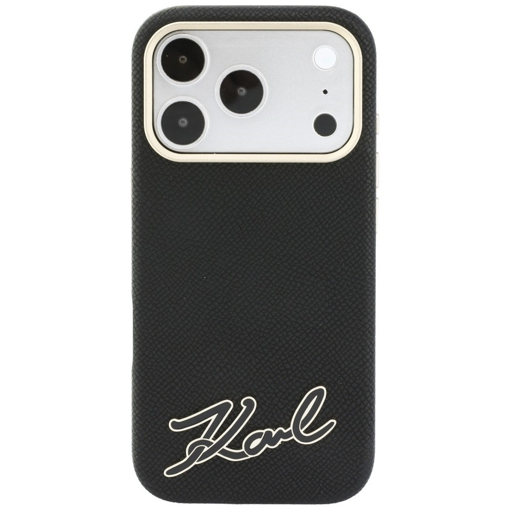 Θήκη MagSafe για Apple iPhone 18 Pro / 17 Pro, Karl Lagerfeld, Λογότυπο από Ρητίνη με Υφή, Μαύρο