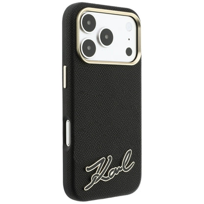 Θήκη MagSafe για Apple iPhone 18 Pro / 17 Pro, Karl Lagerfeld, Λογότυπο από Ρητίνη με Υφή, Μαύρο