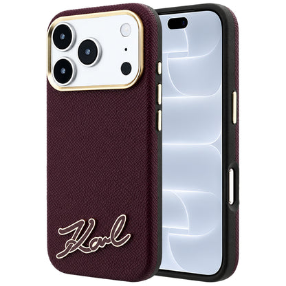 Θήκη MagSafe για Apple iPhone 18 Pro / 17 Pro, Karl Lagerfeld, Λογότυπο από Ρητίνη με Υφή, Βυσσινί