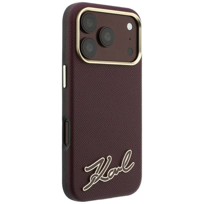 Θήκη MagSafe για Apple iPhone 18 Pro / 17 Pro, Karl Lagerfeld, Λογότυπο από Ρητίνη με Υφή, Βυσσινί