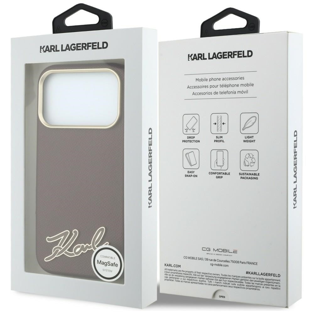 Θήκη MagSafe για Apple iPhone 18 Pro / 17 Pro, Karl Lagerfeld, Λογότυπο από Ρητίνη με Υφή, Βυσσινί