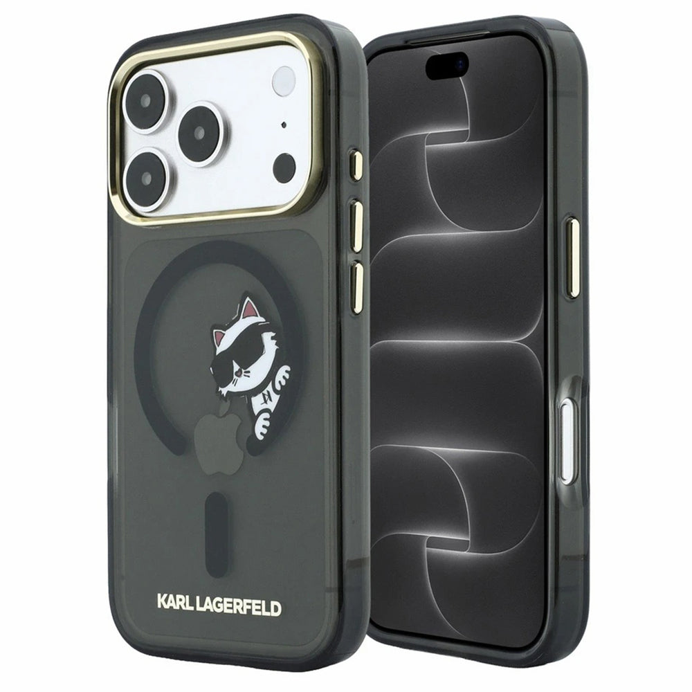 Θήκη MagSafe για Apple iPhone 18 Pro / 17 Pro, Karl Lagerfeld, IML Peekaboo Print και Μεταλλικό Πλαίσιο, Μαύρο