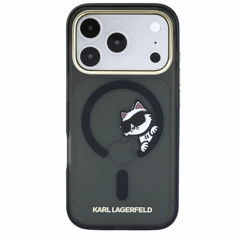 Θήκη MagSafe για Apple iPhone 18 Pro / 17 Pro, Karl Lagerfeld, IML Peekaboo Print και Μεταλλικό Πλαίσιο, Μαύρο