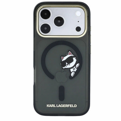 Θήκη MagSafe για Apple iPhone 18 Pro / 17 Pro, Karl Lagerfeld, IML Peekaboo Print και Μεταλλικό Πλαίσιο, Μαύρο
