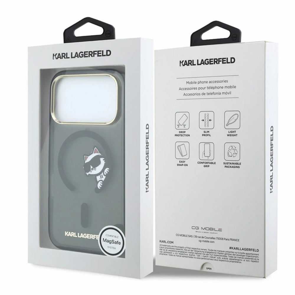 Θήκη MagSafe για Apple iPhone 18 Pro / 17 Pro, Karl Lagerfeld, IML Peekaboo Print και Μεταλλικό Πλαίσιο, Μαύρο