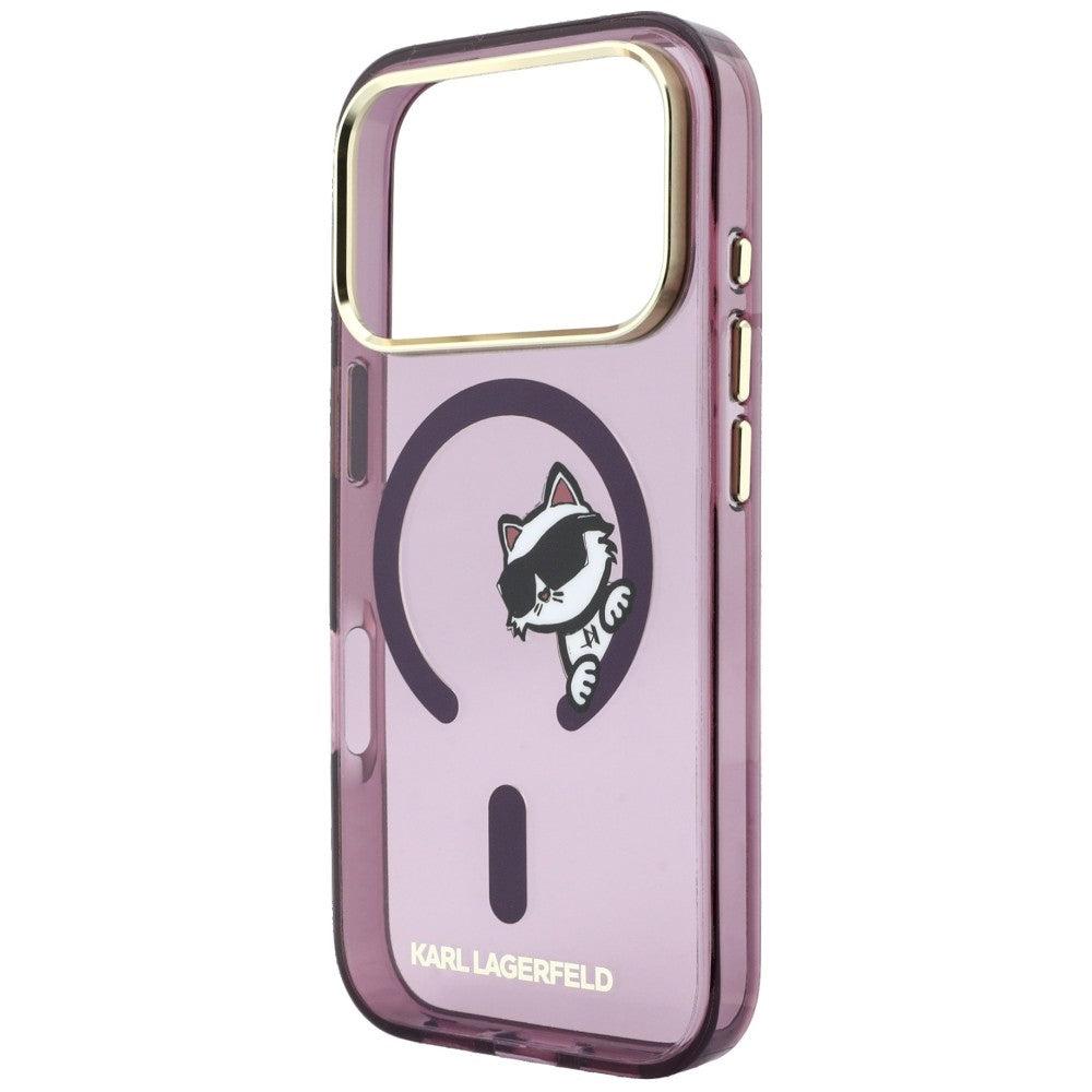 MagSafe Case for Apple iPhone 18 Pro / 17 Pro, Karl Lagerfeld, IML Peekaboo Print and Metal Frame, Burgundy