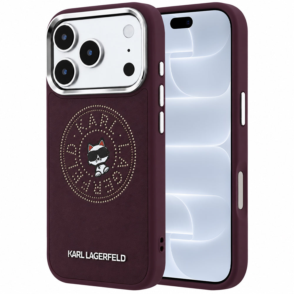 Θήκη MagSafe για Apple iPhone 18 Pro / 17 Pro, Karl Lagerfeld, Point and Choupette Sketch, Βυσσινί