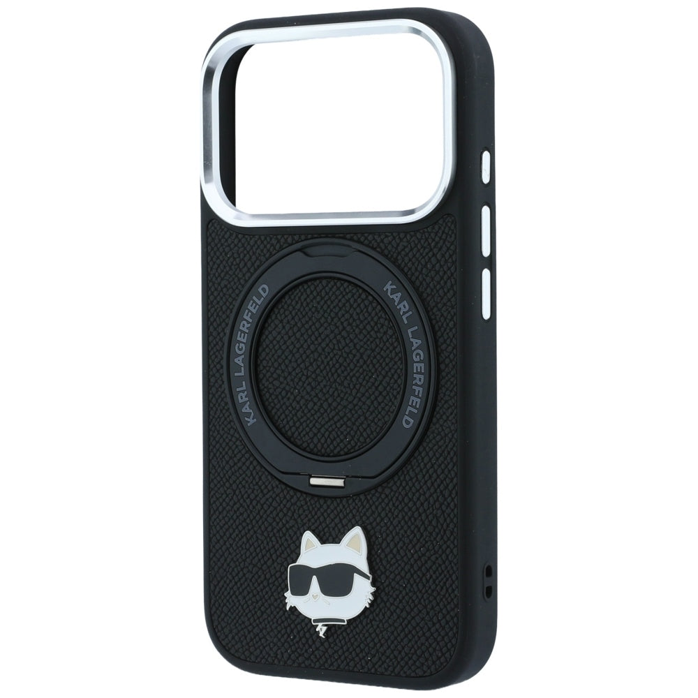MagSafe Case for Apple iPhone 18 Pro / 17 Pro, Karl Lagerfeld, Ring Stand 360 Choupette Pin, Black
