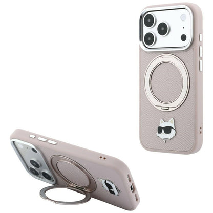 MagSafe Case for Apple iPhone 18 Pro / 17 Pro, Karl Lagerfeld, Ring Stand 360 Choupette Pin, Pink