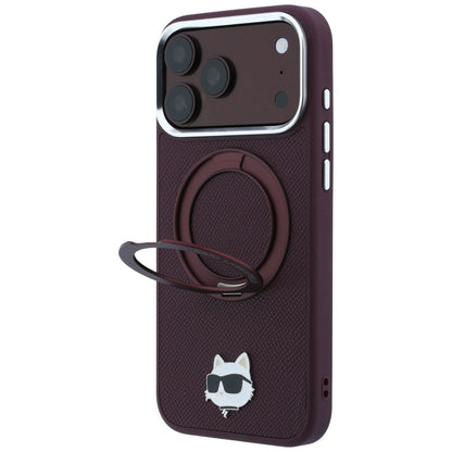 Θήκη MagSafe για Apple iPhone 18 Pro / 17 Pro, Karl Lagerfeld, Ring Stand 360 Choupette Pin, Βυσσινί