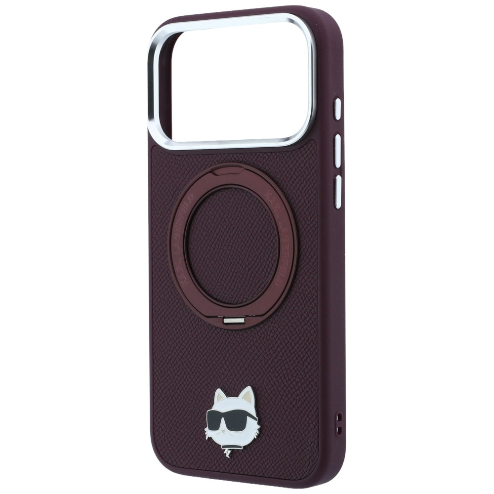 Θήκη MagSafe για Apple iPhone 18 Pro / 17 Pro, Karl Lagerfeld, Ring Stand 360 Choupette Pin, Βυσσινί