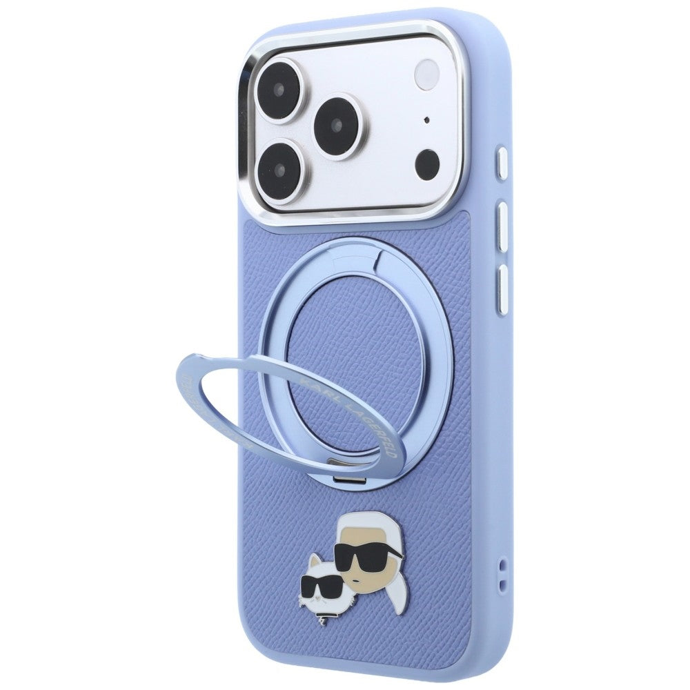 Θήκη MagSafe για Apple iPhone 18 Pro / 17 Pro, Karl Lagerfeld, Ring Stand 360 Karl & Choupette Pin, Bleu