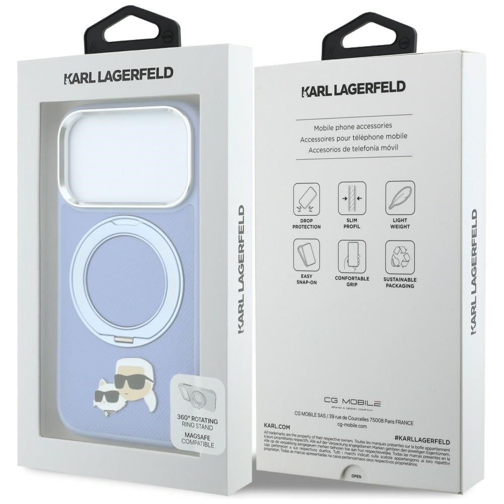 Θήκη MagSafe για Apple iPhone 18 Pro / 17 Pro, Karl Lagerfeld, Ring Stand 360 Karl & Choupette Pin, Bleu