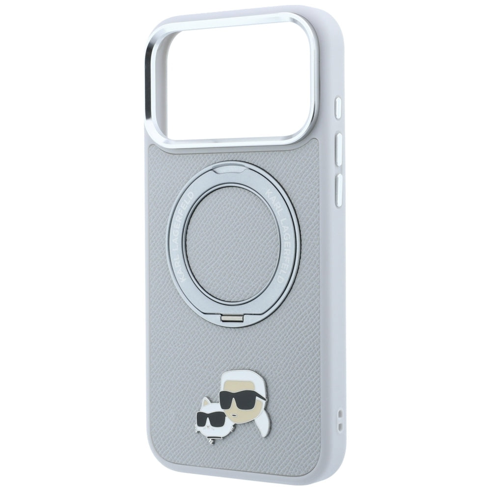 Θήκη MagSafe για Apple iPhone 18 Pro / 17 Pro, Karl Lagerfeld, Ring Stand 360 Karl & Choupette Pin, Γκρι