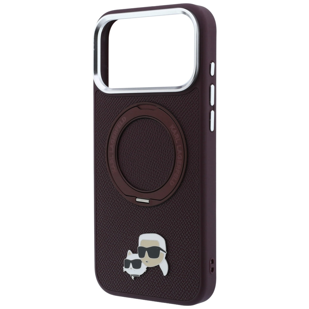 Θήκη MagSafe για Apple iPhone 18 Pro / 17 Pro, Karl Lagerfeld, Ring Stand 360 Karl & Choupette Pin, Βυσσινί