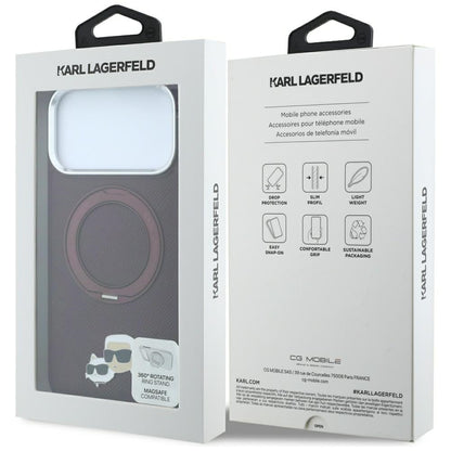 Θήκη MagSafe για Apple iPhone 18 Pro / 17 Pro, Karl Lagerfeld, Ring Stand 360 Karl & Choupette Pin, Βυσσινί