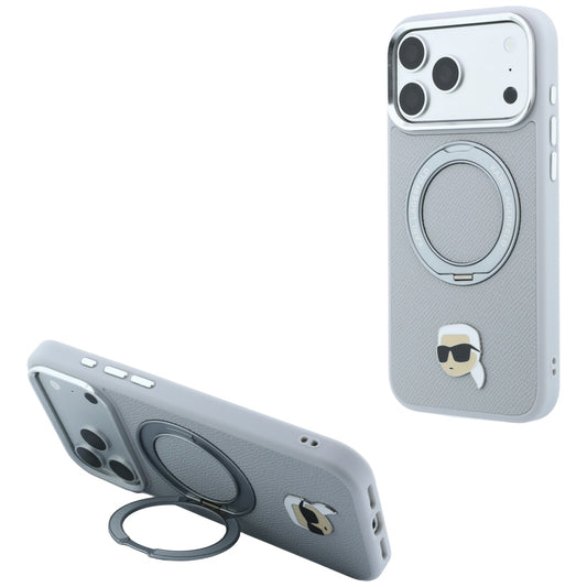 Θήκη MagSafe για Apple iPhone 18 Pro / 17 Pro, Karl Lagerfeld, Ring Stand 360 Karl Pin, Γκρι
