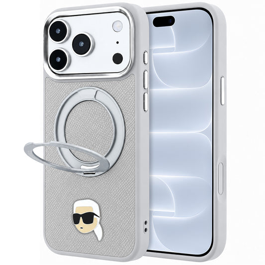Θήκη MagSafe για Apple iPhone 18 Pro / 17 Pro, Karl Lagerfeld, Ring Stand 360 Karl Pin, Γκρι