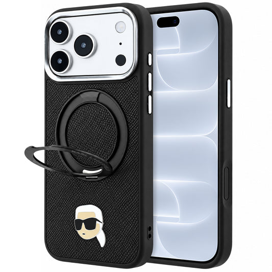 Θήκη MagSafe για Apple iPhone 18 Pro / 17 Pro, Karl Lagerfeld, Ring Stand 360 Karl Pin, Μαύρο