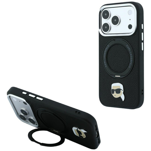 Θήκη MagSafe για Apple iPhone 18 Pro / 17 Pro, Karl Lagerfeld, Ring Stand 360 Karl Pin, Μαύρο