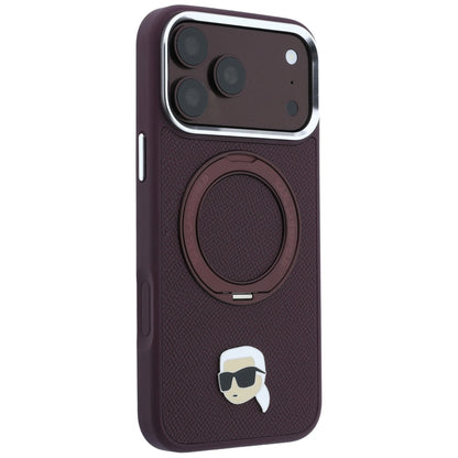 Θήκη MagSafe για Apple iPhone 18 Pro / 17 Pro, Karl Lagerfeld, Ring Stand 360 Karl Pin, Βυσσινί