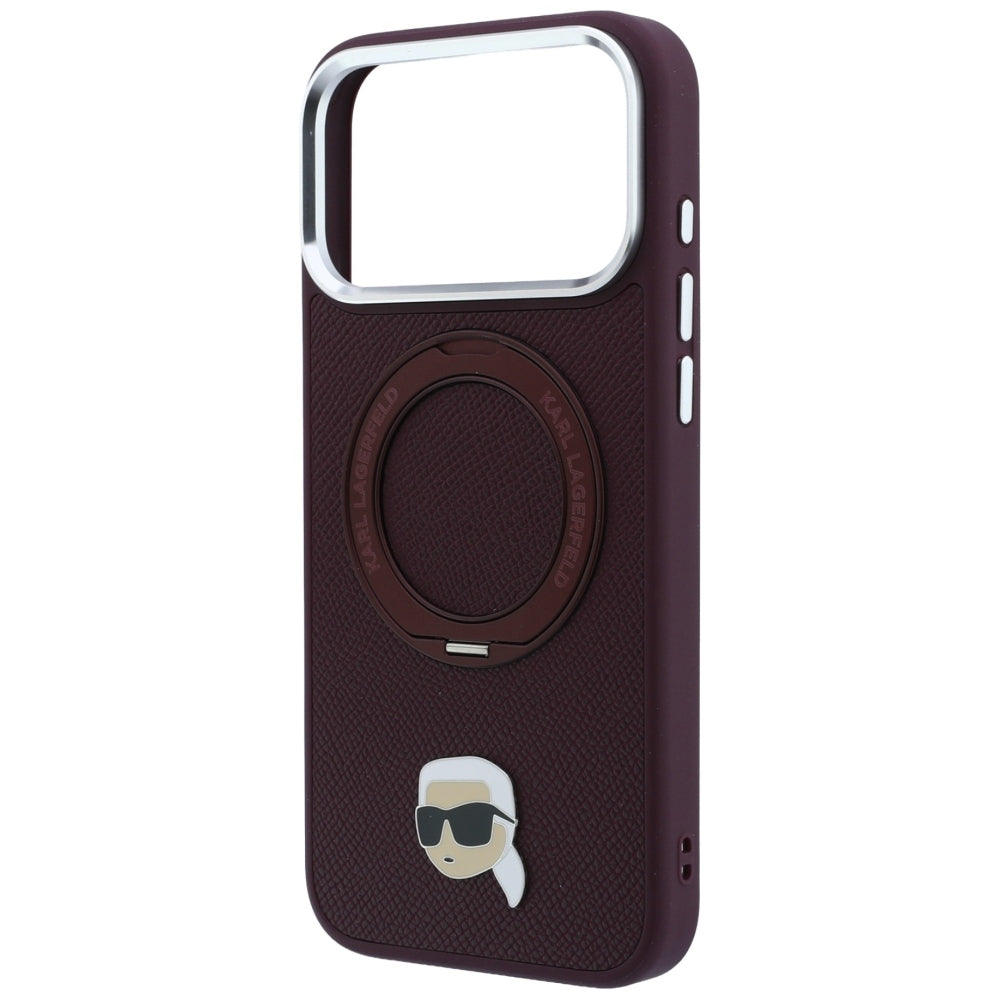 Θήκη MagSafe για Apple iPhone 18 Pro / 17 Pro, Karl Lagerfeld, Ring Stand 360 Karl Pin, Βυσσινί