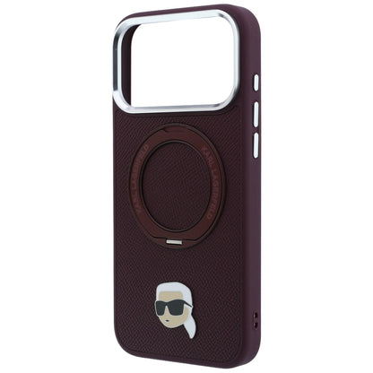 Θήκη MagSafe για Apple iPhone 18 Pro / 17 Pro, Karl Lagerfeld, Ring Stand 360 Karl Pin, Βυσσινί