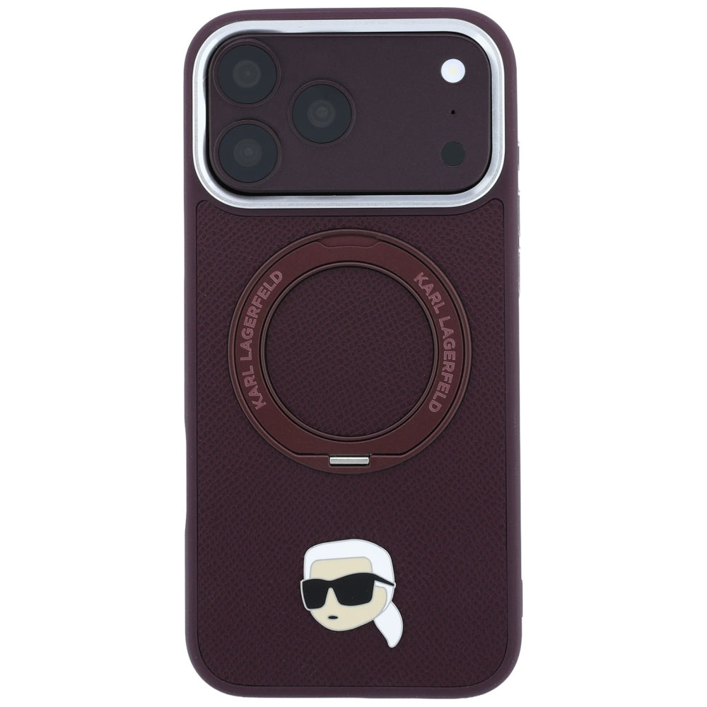 Θήκη MagSafe για Apple iPhone 18 Pro / 17 Pro, Karl Lagerfeld, Ring Stand 360 Karl Pin, Βυσσινί
