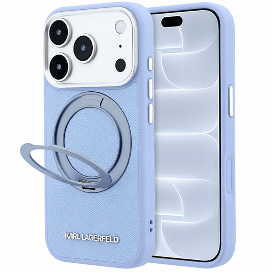 Θήκη MagSafe για Apple iPhone 18 Pro / 17 Pro, Karl Lagerfeld, Ring Stand 360 Saffiano, Μπλε
