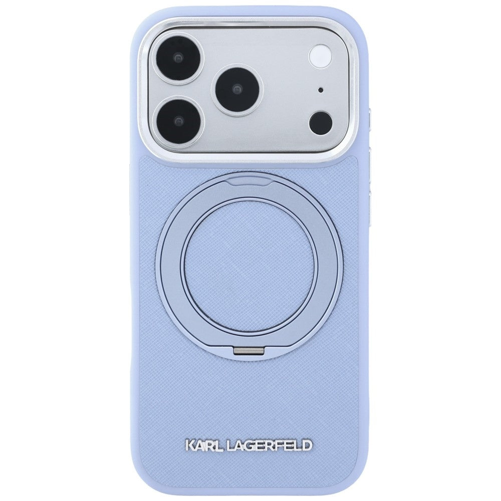 MagSafe Case for Apple iPhone 18 Pro / 17 Pro, Karl Lagerfeld, Ring Stand 360 Saffiano, Blue