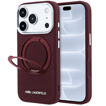 Θήκη MagSafe για Apple iPhone 18 Pro / 17 Pro, Karl Lagerfeld, Ring Stand 360 Saffiano, σε χρώμα βυσσινί