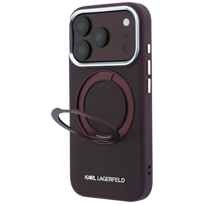 Θήκη MagSafe για Apple iPhone 18 Pro / 17 Pro, Karl Lagerfeld, Ring Stand 360 Saffiano, σε χρώμα βυσσινί