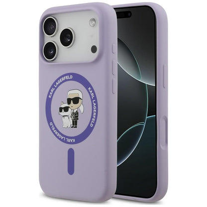 Θήκη MagSafe για Apple iPhone 18 Pro / 17 Pro, Karl Lagerfeld, Silicone Ring Karl & Choupette, Μωβ