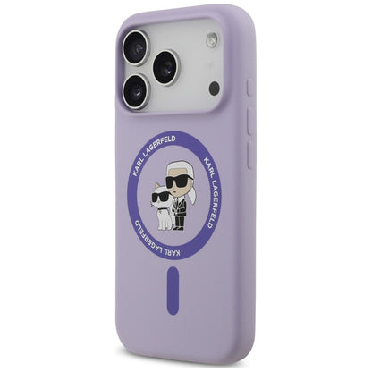 Θήκη MagSafe για Apple iPhone 18 Pro / 17 Pro, Karl Lagerfeld, Silicone Ring Karl & Choupette, Μωβ