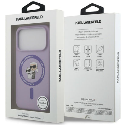 Θήκη MagSafe για Apple iPhone 18 Pro / 17 Pro, Karl Lagerfeld, Silicone Ring Karl & Choupette, Μωβ